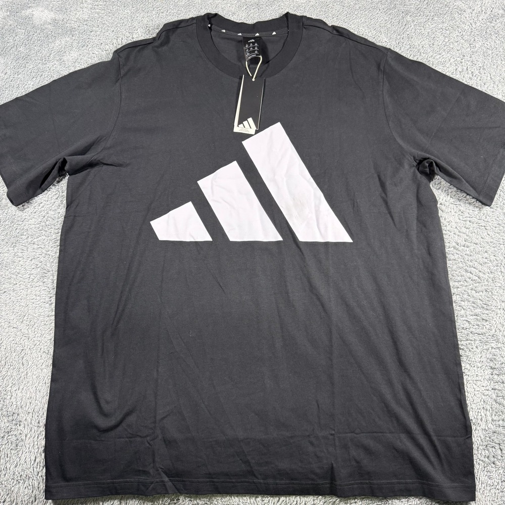 NWT Adidas T-Shirt Mens 2XLT Black White Logo Graphic Big Logo